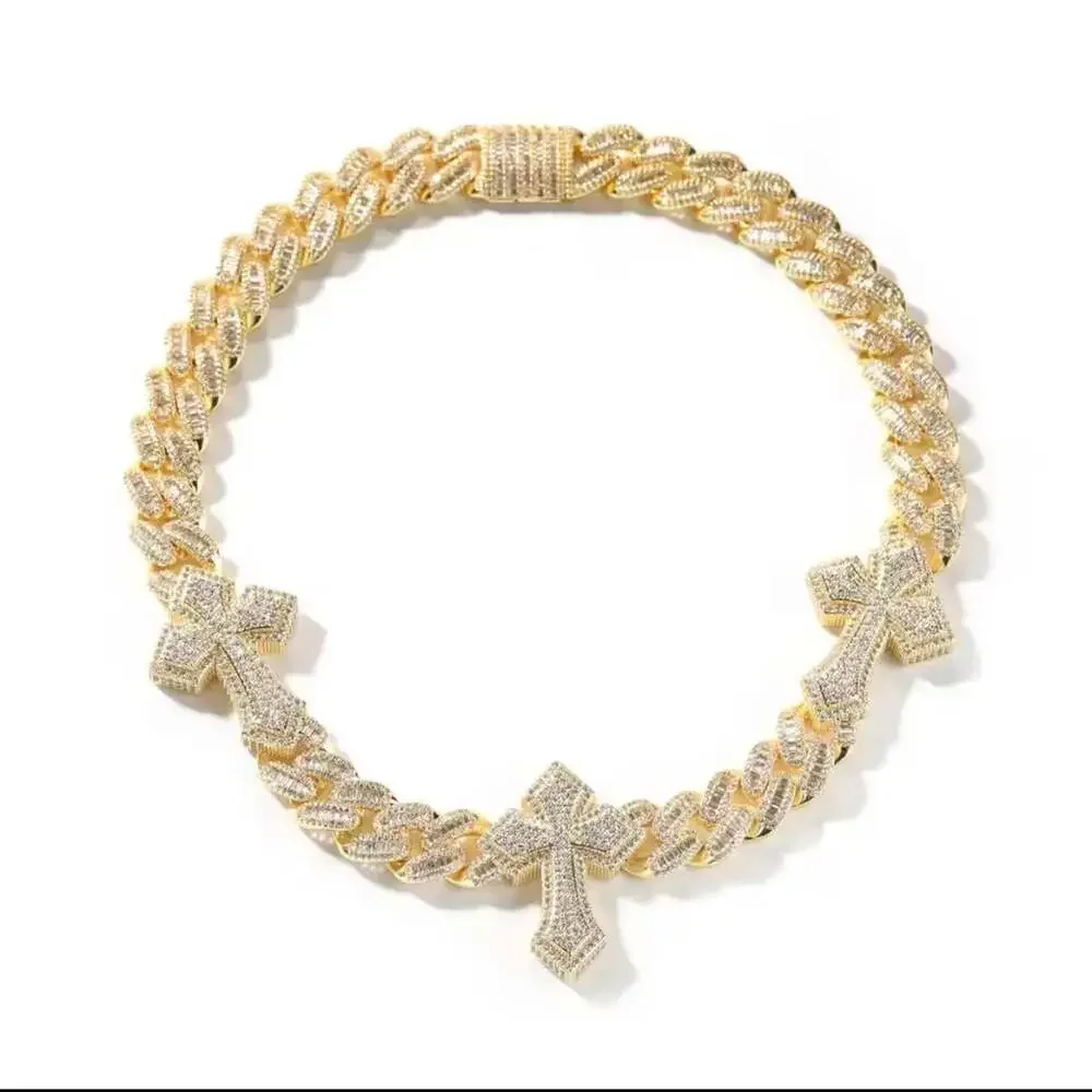 Gold Cross Cuban Link Chain 9 Ea 8